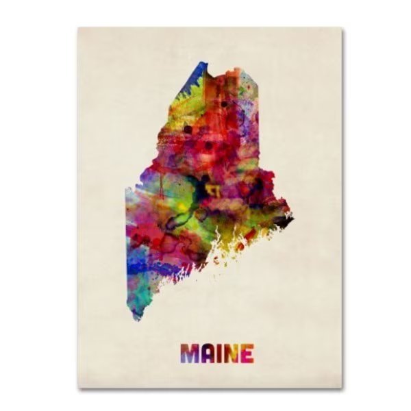 Michael Tompsett 'Maine Map' Canvas Art, 35x47, Trademark Fine Art, Mfr#: MT0327-C3547GG